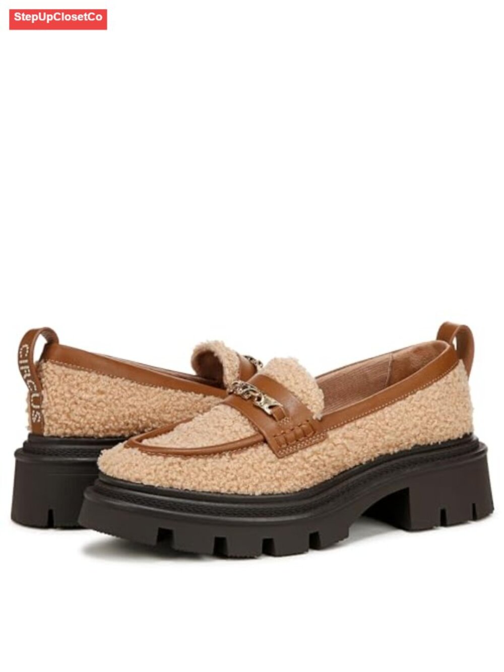 Women's Ruched Loafer with Chain Bit and Lug Soles